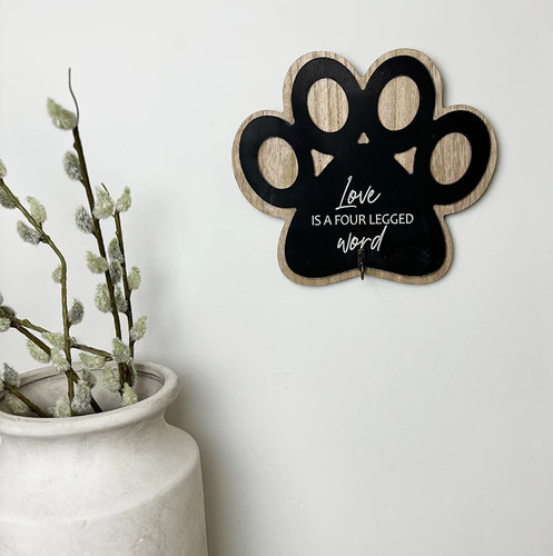 Paw print wooden - paw, plaque