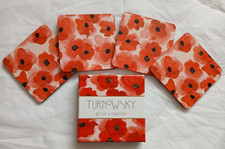 Turnowsky Box Set of Four Red Poppy Coasters