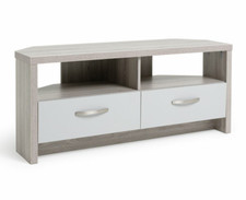 Home Venice 2 Drawer Large Corner TV Unit Grey | Modern Entertainment Furniture