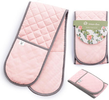 Pink Double Oven Gloves