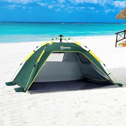 Man pop tent beach - tent,