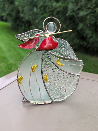Stained glass angel candle - glass,
