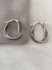 Sterling Silver Vintage Style Twisted Hoop Earrings 925