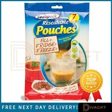 RESEALABLE FOOD BAGS FRIDGE FREEZER FOR SOUP LIQUID SAUCE BATCH STORAGE POUCH