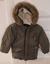 Warm Khaki Coat Age 2-3 from George, borg lined with faux fur trim on hood.
