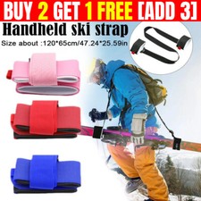 Ski Carrier Holder Carrying Sling Strap Carry Tie Skis Poles Shoulder Handle NEW