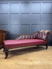 Victorian Mahogany Chaise Longue Day Bed Sofa Antique Carved Frame on Castors