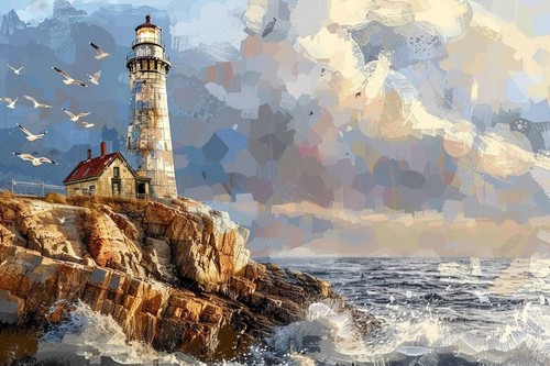 Lighthouse seascape canvas - lighthouse,