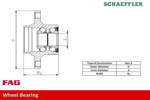 Rear wheel bearing - bearing, fits