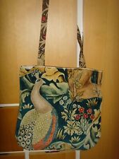 IN MORRIS FOREST  ART DECO FOX PEACOCK 16in  Tote bag  HEAVY VELVET GREEN MULTI
