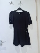 Zara satin-feel black fitted short jumpsuit with decorative belt XS