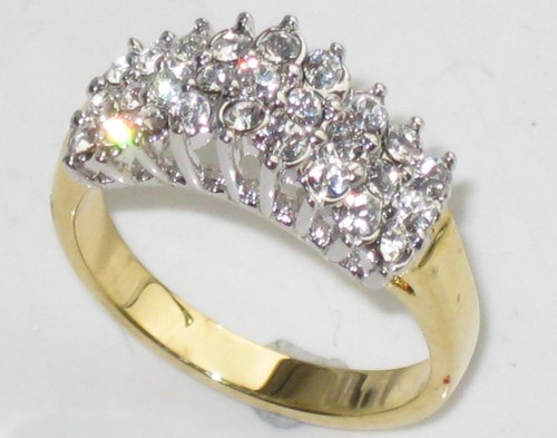 Ladies cluster gold ring - , cz