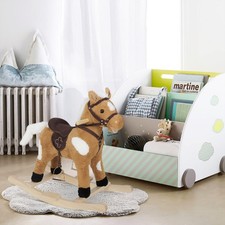 Wooden Kids Hobby Horse Rocking Horse Plush Ride-on Toy Aged 1–3 Sound Stirrups