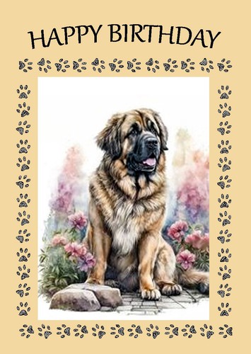 Leonberger dog birthday card - dog,