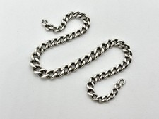 Solid Sterling Silver Graduated Curb Link Albert Pocket Watch Fob Chain 25cm
