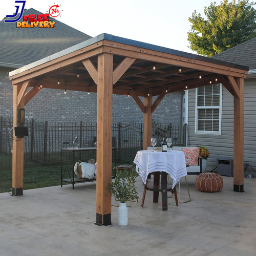 Cedar wood outdoor gazebo - cedar,