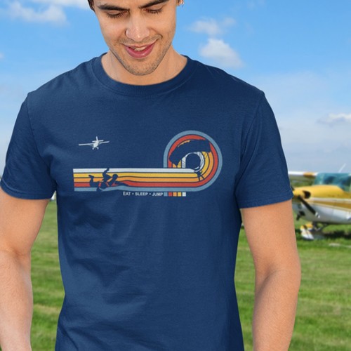 Retro lines skydiver shirt - retro,