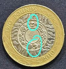  2 Pound Coin With Errors 2010. Circulated 