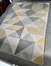 Duneml Geo squares RUG Made in TURKEY Grey/Ochre. Size: 160 × 230 cm approx.