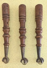 3 Antique Turned Wood Claw