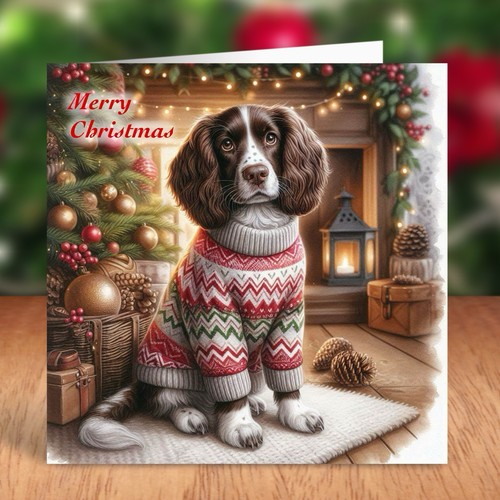 Springer spaniel dog - springer, christmas