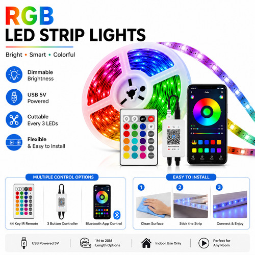 Usb rgb led strip lights - usb,