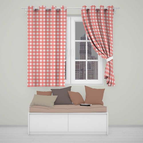Blackout eyelet curtains red - eyelet,