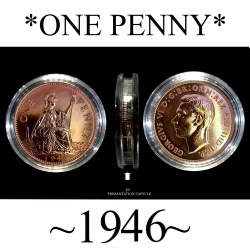1946 one penny years - penny., 80