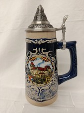 Vintage 23cm  German Pforzheim  Beer Stein w/ Pewter Lid