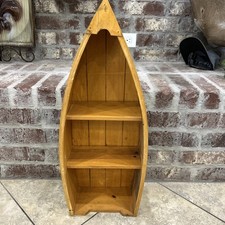 Vintage Rustic Wood Canoe Boat Wall Book Shelf Nautical Cabin Decor Bookcase