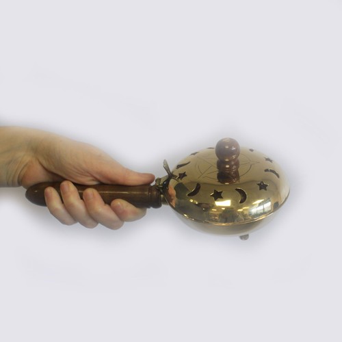 Pentagram brass incense burner - brass,