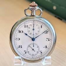 Paul Breton Monospusher Chronograph Pocket Watch Openface Vgt Swiss 3 Adj's 13J