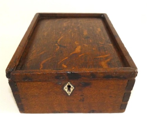 19thc oak box with - 19thc,