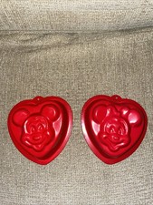 Disney Mickey & Minnie Mouse Cake Tins 4.5” Red Enamel Pair