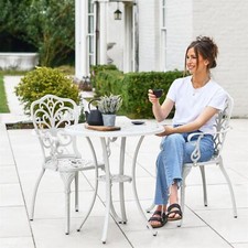 'Elstow' White Two Seater Bistro Set Cast Aluminium Garden Furniture