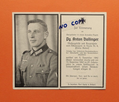 Ww2 german death card - ww2,