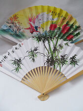 10x FANS CHINESE JAPANESE GEISHA FANCY DRESS COSTUME WHITE PAPER WOOD FANS 26cm