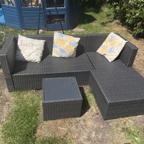Black grey garden sofa set - garden,