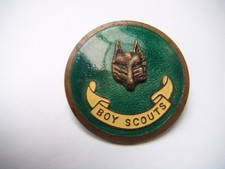 BOY SCOUTS WOLF CUBS CUBMASTER GREEN ENAMEL HAT CAP BADGE