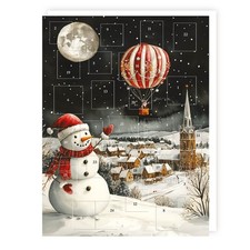 Traditional Advent Calendar Hot Air Balloon Snowman -24 Door Christmas Countdown