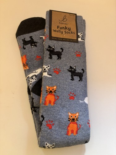 Funky welly socks cat design - welly,