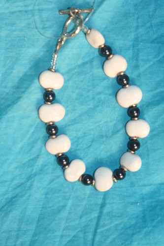 Kazuri bracelet shale white - bracelet,