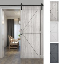 6.6FT/7FT Single Door Panel Sliding Barn Doors Track Hardware System Kit Kitchen