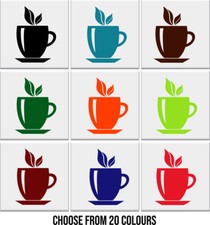 Kitchen Tile Stickers, Tile Stickers, TEA CUP  Vinyl Transfers Decals *2 sizes*