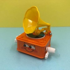 Rare Vintage TOMY Wind Up Clock Work Gramophone Record Player Toy Figure 1980s