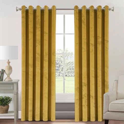 Crushed velvet curtains pair - curtains,