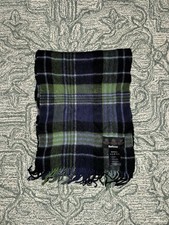 Barbour 100% Lambswool checked woolly winter scarf in blue Black and green