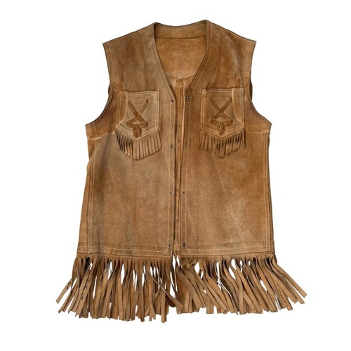 Suede fringe vest waistcoat - fringe,
