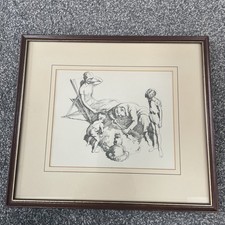 J H Dowd Framed Print Of ‘Family Fun At The Beach’ From A Sketch Approx 28x31 cm
