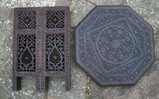 LARGE BEAUTIFULLY CARVED ANTIQUE  OCTAGONAL FOLDING   INDIAN   SIDE TABLE